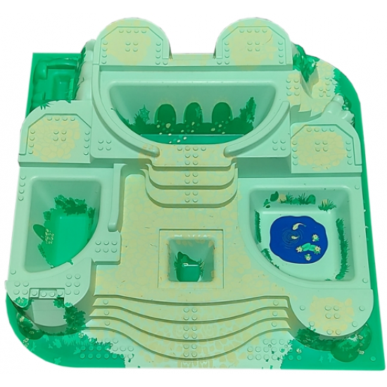 Baseplate, Raised Belville Castle with Yellow Cobblestone, Green Ivy and Blue Fish Pond Pattern (Sticker) - Set 5808