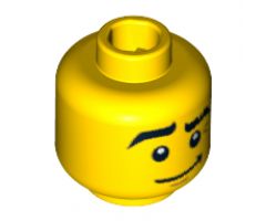 Minifigure, Head Black Eyebrows, Raised Right Eyebrow, Crooked Smile Pattern - Blocked Open Stud