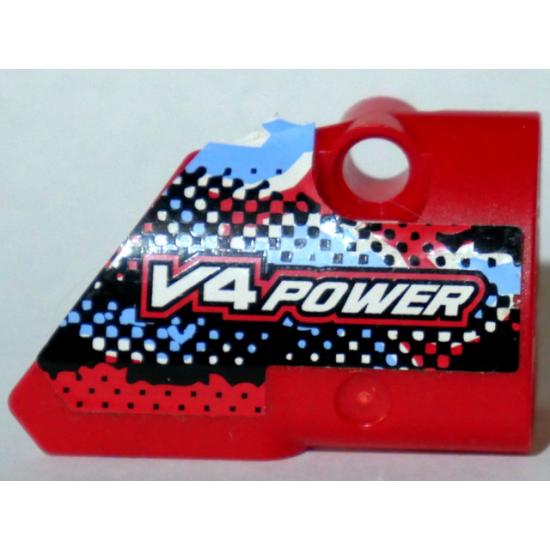 Technic, Panel Fairing # 2 Small Smooth Short, Side B with 'V4 POWER' Pattern (Sticker) - Set 8048