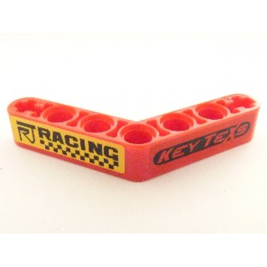 Technic, Liftarm 1 x 7 Bent (4 - 4) Thick with 'RACING' and 'KEY TEXS' Pattern (Stickers) - Sets 8041 / 42041