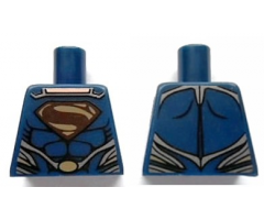 Torso Shirt with Muscles, Dark Red and Flat Gold Superman 'S' Logo and Gold Oval Belt Buckle Pattern