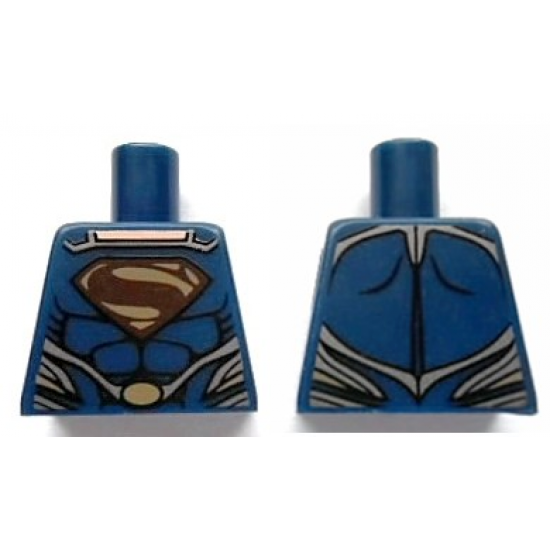 Torso Shirt with Muscles, Dark Red and Flat Gold Superman 'S' Logo and Gold Oval Belt Buckle Pattern