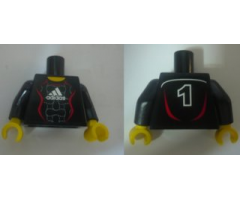 Torso Soccer Adidas Logo, White and Red No. 1 Pattern (Stickers) / Black Arms / Yellow Hands
