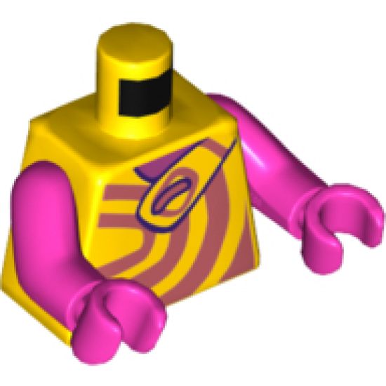 Torso with Coral Swirls, Shoulder Strap Pattern / Dark Pink Arms / Dark Pink Hands