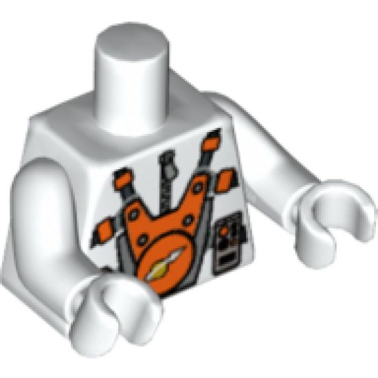 Torso Space Mars Mission Astronaut with Orange and Silver Pattern / White Arms / White Hands