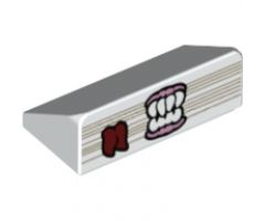 Slope 30 1 x 2 x 2/3 with Dark Red Bookmark, Pink Gums and White Teeth Pattern