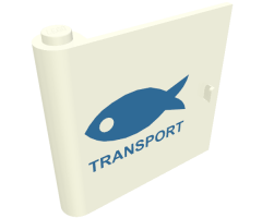 Door 1 x 5 x 4 Left with Blue Fish & TRANSPORT Pattern