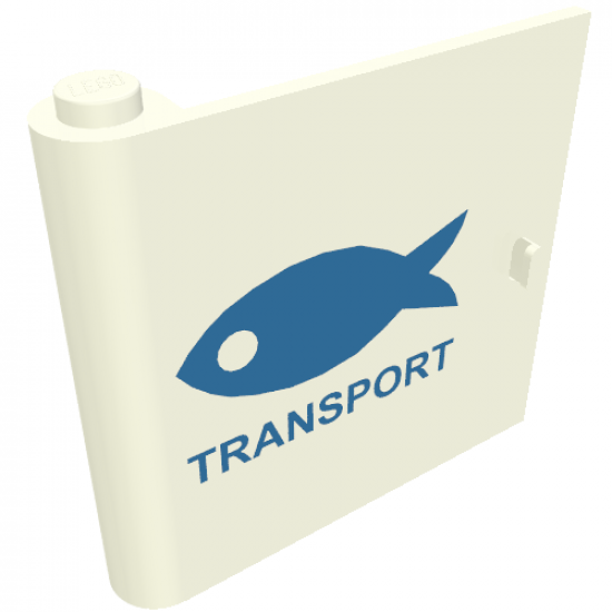Door 1 x 5 x 4 Left with Blue Fish & TRANSPORT Pattern