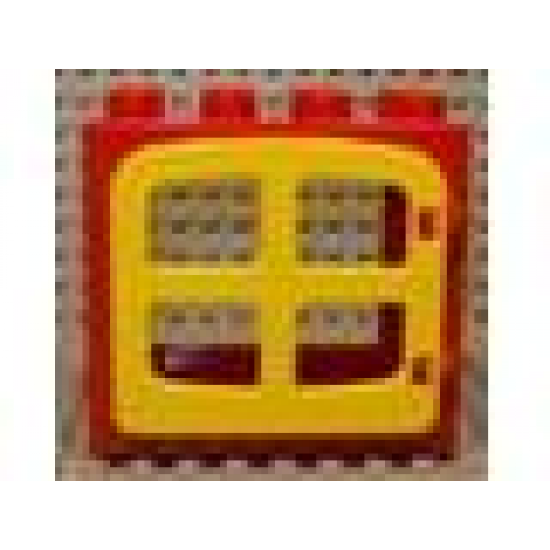 Duplo, Building Door / Window Frame 2 x 4 x 3 Raised Door Outline with Yellow Duplo Door / Window with 4 Panes (2332 / 4809)