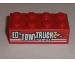 Brick 2 x 4 with 'ED'S TOW TRUCK SERViCE' Pattern Model Left (Sticker) - Set 8195