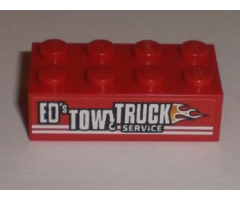 Brick 2 x 4 with 'ED'S TOW TRUCK SERViCE' Pattern Model Left (Sticker) - Set 8195