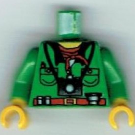 Torso Adventurers Orient Jacket, Red Bandana, and Camera Pattern / Green Arms / Yellow Hands