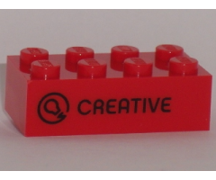 Brick 2 x 4 with Black 'CREATIVE' Pattern (Play Day 2018)