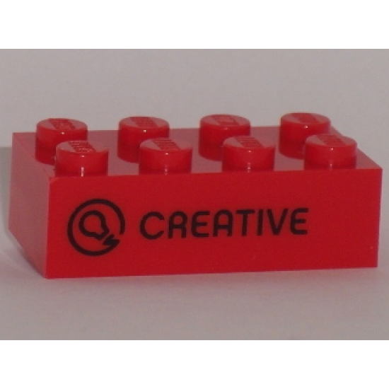 Brick 2 x 4 with Black 'CREATIVE' Pattern (Play Day 2018)