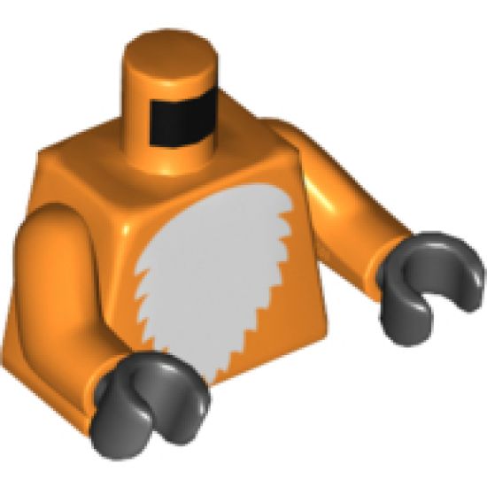Torso with White Fur Pattern / Orange Arms / Black Hands