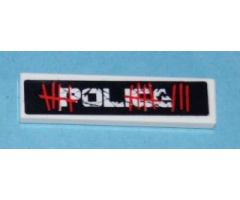 Tile 1 x 4 with White Scratched 'POLICE' and Red Graffiti on Black Background Pattern (Sticker) - Set 5972