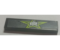 Tile 1 x 4 with Lime Star and White and Black Mesh Pattern (Sticker) - Set 8681