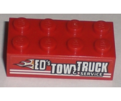 Brick 2 x 4 with 'ED'S TOW TRUCK SERViCE' Pattern Model Right (Sticker) - Set 8195