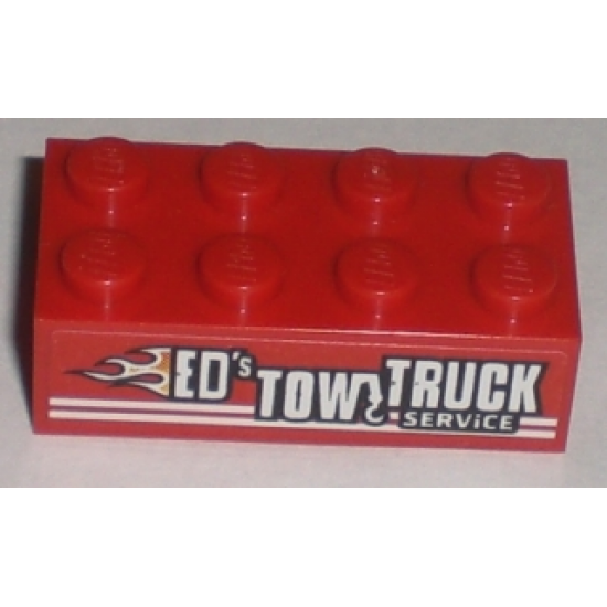 Brick 2 x 4 with 'ED'S TOW TRUCK SERViCE' Pattern Model Right (Sticker) - Set 8195