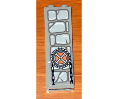 Brick 1 x 2 x 5 with Stone and Chain and Sprocket Pattern (Sticker) - Set 1382