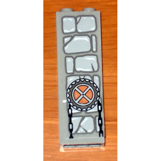 Brick 1 x 2 x 5 with Stone and Chain and Sprocket Pattern (Sticker) - Set 1382