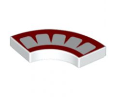 Tile, Round Corner 2 x 2 Macaroni with Red Mouth with 5 White Teeth Pattern