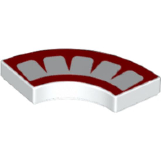Tile, Round Corner 2 x 2 Macaroni with Red Mouth with 5 White Teeth Pattern