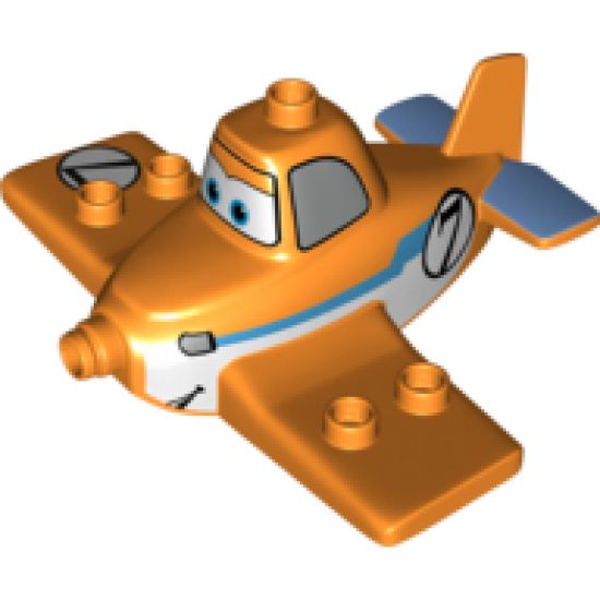 Duplo, Aircraft Airplane Disney's Planes Dusty with Blue Trim and Number 7 Pattern