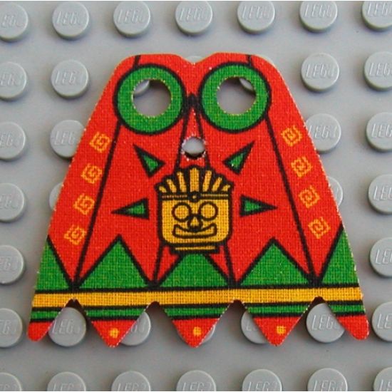 Minifigure, Body Wear Cape Cloth, Angular Points with Amazon Achu Pattern