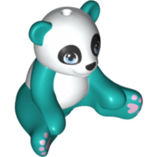 Panda, Friends, Sitting with Bright Light Blue Eyes, Lavender Paws and White Head and Stomach Pattern