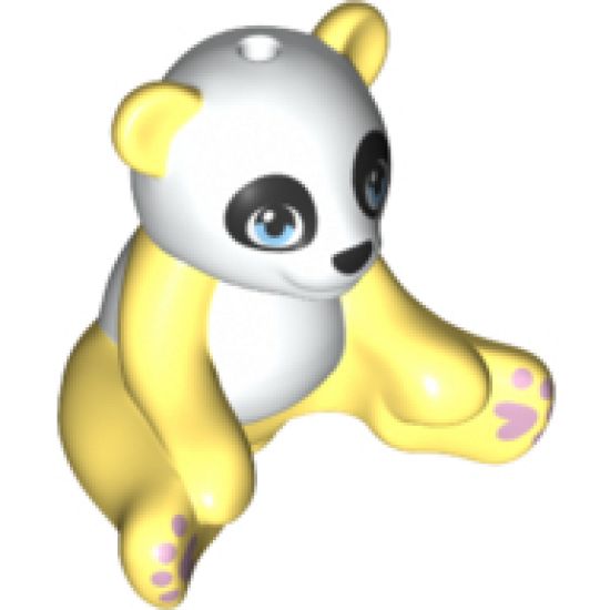 Panda, Friends, Sitting with Bright Light Blue Eyes, Lavender Paws and White Head and Stomach Pattern