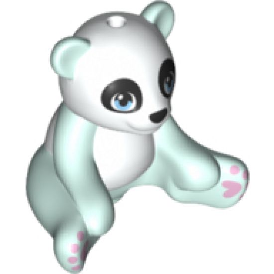 Panda, Friends, Sitting with Bright Light Blue Eyes, Lavender Paws and White Head and Stomach Pattern