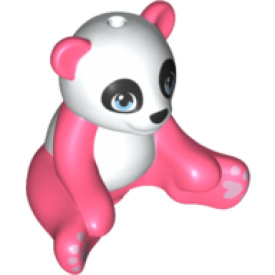 Panda, Friends, Sitting with Bright Light Blue Eyes, Lavender Paws and White Head and Stomach Pattern