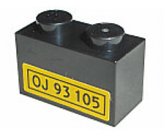 Brick 1 x 2 with 'OJ 93 105' Pattern (Sticker) - Sets 2148 / 10156