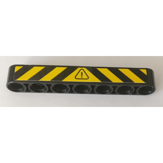 Technic, Liftarm 1 x 7 Thick with Warning Sign and Black and Yellow Danger Stripes Pattern (Sticker) - Set 42082