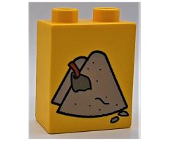 Duplo, Brick 1 x 2 x 2 with Cement Heaps and Trowel Pattern