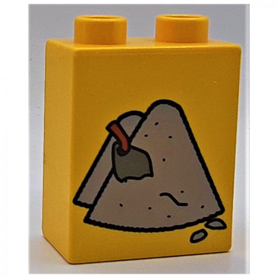 Duplo, Brick 1 x 2 x 2 with Cement Heaps and Trowel Pattern