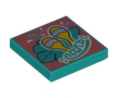 Tile 2 x 2 with BeatBit Album Cover - Maracas and Green Leaf Pattern