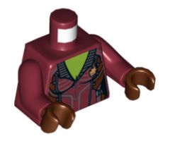 Torso Female Jacket Open Collar with Silver Buttons and Gold Badge, Lime Chest Pattern / Dark Red Arms / Reddish Brown Hands