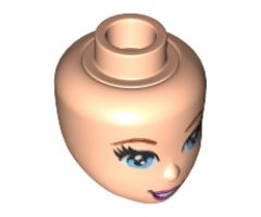 Mini Doll, Head Friends with Bright Light Blue Eyes with Black Eyelashes, Dark Pink Lips and Open Mouth Pattern