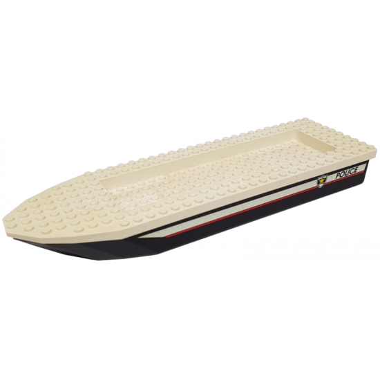 Boat Hull Unitary 32 x 10 x 1 2/3 with White Top with Police Red Line and Badge Logo Pattern on Both Sides (Stickers) - Set 6433