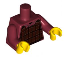 Torso Armor Plate Dark Brown with Copper Rivets Pattern / Dark Red Arms / Yellow Hands