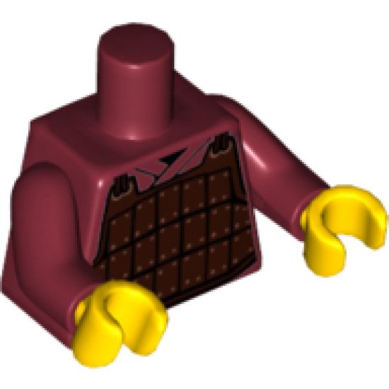 Torso Armor Plate Dark Brown with Copper Rivets Pattern / Dark Red Arms / Yellow Hands