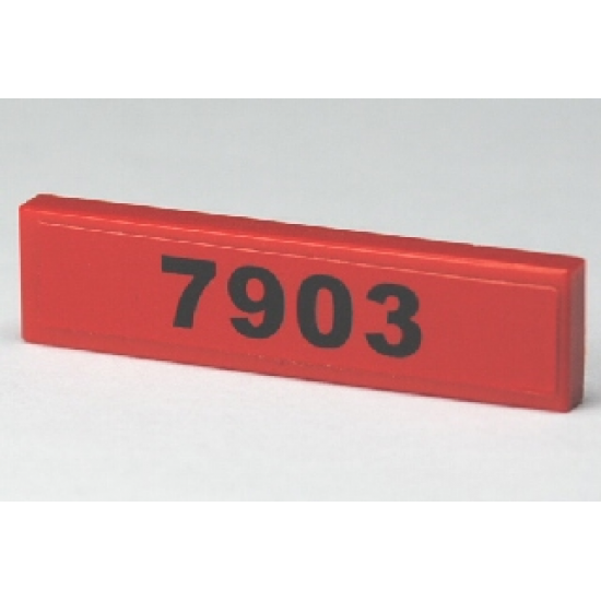 Tile 1 x 4 with Black '7903' on Red Background Pattern (Sticker) - Set 7903