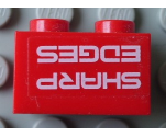 Brick 1 x 2 with 'SHARP EDGES' Upside Down Pattern (Sticker) - Set 7701