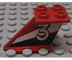 Tail 4 x 2 x 2 with White Number 3 Pattern on Left Side (Sticker) - Set 6543
