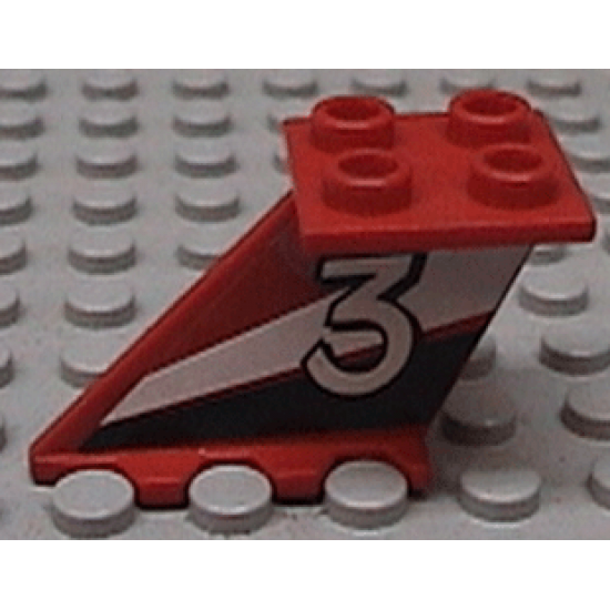 Tail 4 x 2 x 2 with White Number 3 Pattern on Left Side (Sticker) - Set 6543