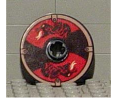 Technic, Disk 3 x 3 with Viking Shield Black / Red Section and Black Serpent Pattern (Sticker)