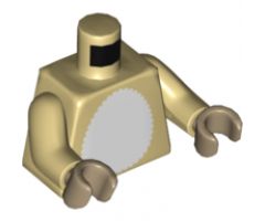 Torso White Furry Chest and Silver Zipper on Back Pattern / Tan Arms / Dark Tan Hands