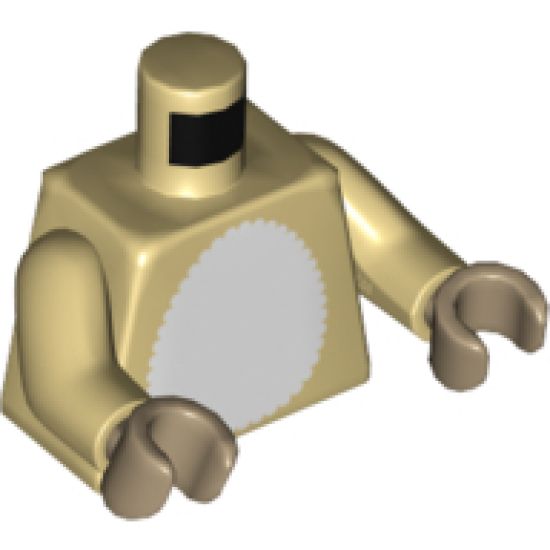 Torso White Furry Chest and Silver Zipper on Back Pattern / Tan Arms / Dark Tan Hands